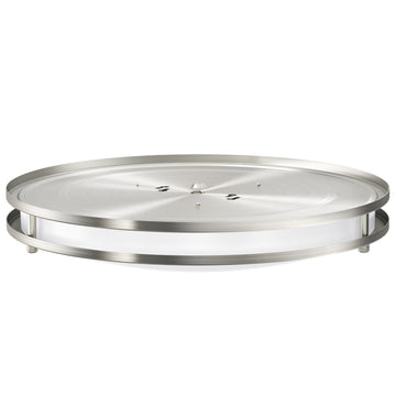 The 14" Brushed Nickel Ceiling Fixture features a low-profile, clean, and modern look with glare-free and even light distribution.